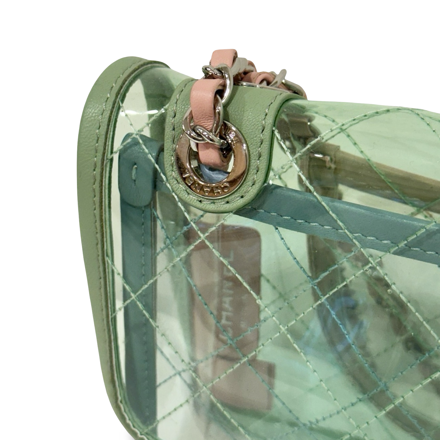 335 Chanel Quilted PVC Small Splash Flap - SHW / Blue Pink