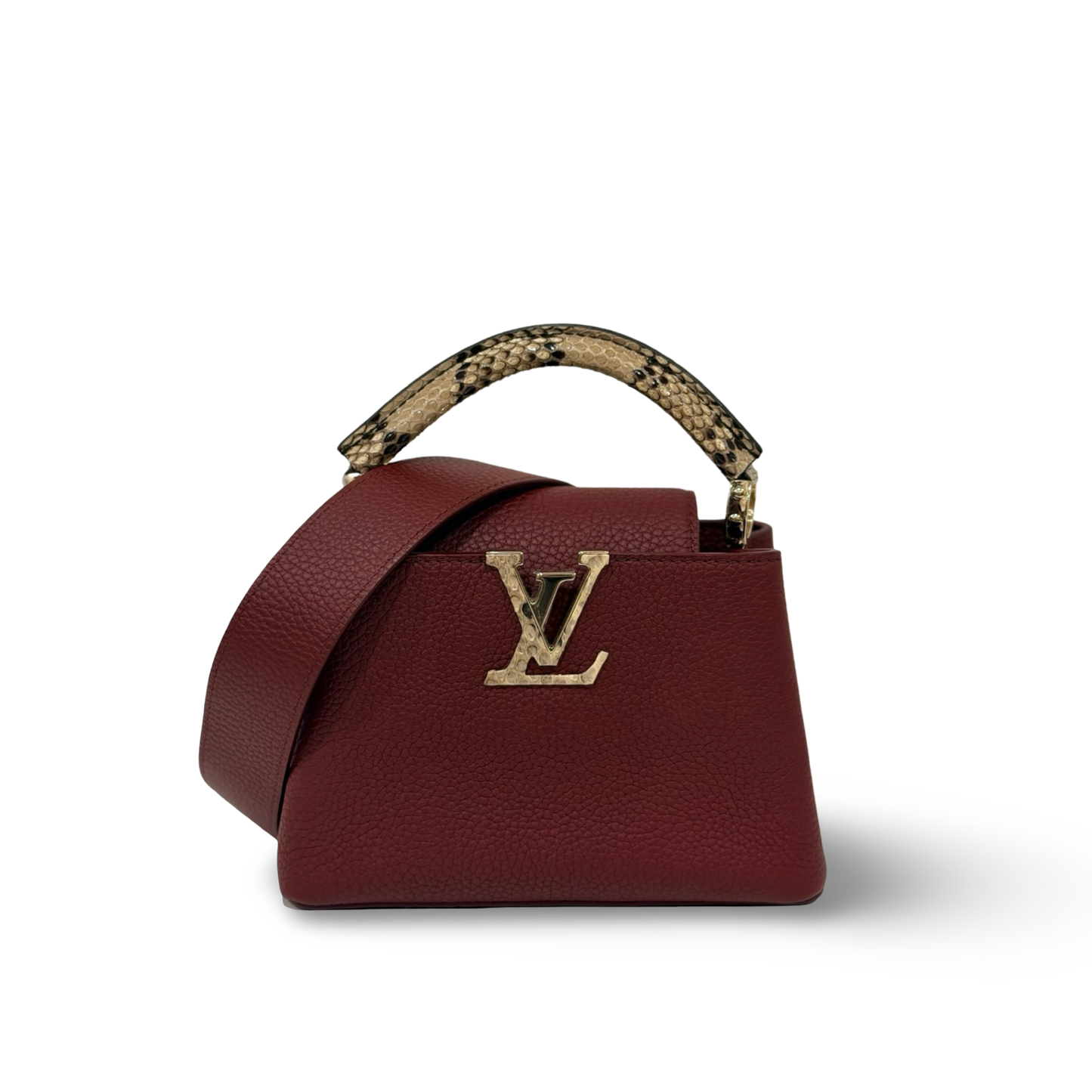 Louis Vuitton Python Mini Capucines Bag - GHW / Burgundy