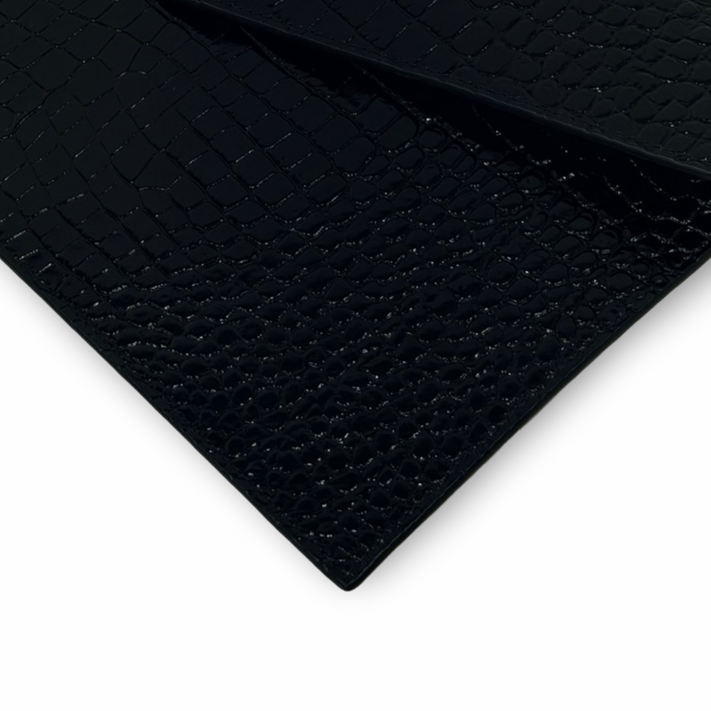 Saint Laurent Crocodile Embossed Shiny Leather Uptown Pouch - GHW / Black
