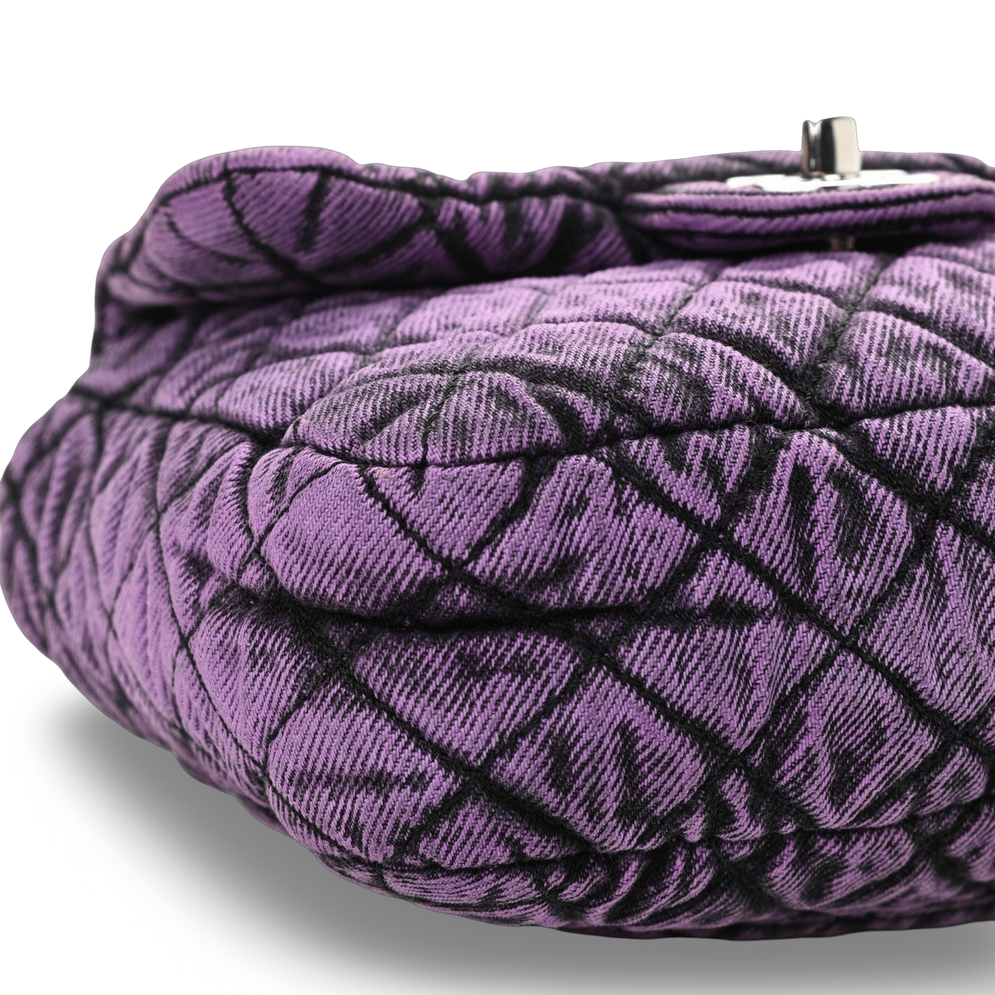 Chanel Quilted Denim Square Bag - Sliver / Purple