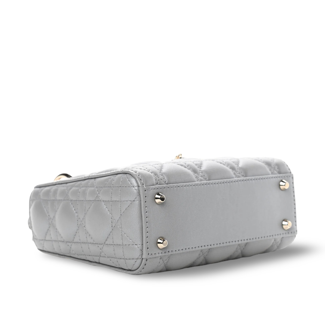Dior Cannage Calfskin Mini Lady Bag - SHW / Sliver