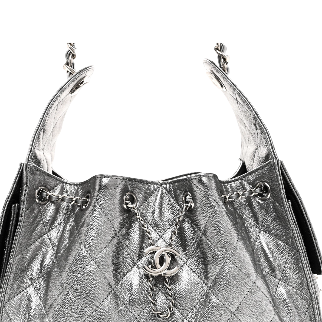 Chanel Quilted Calfskin Small Metallic 25Bag - SHW/ Sliver