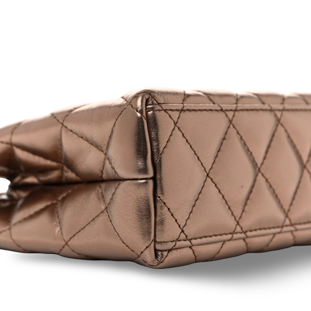 Chanel Quilted Aged Calfskin Metallic Small Kelly Bag - GHW / Brown