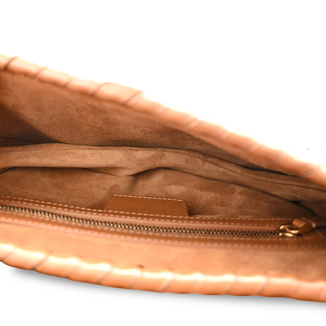 Dior Calfskin Whipstitch Saddle Bag - GHW/ Brown