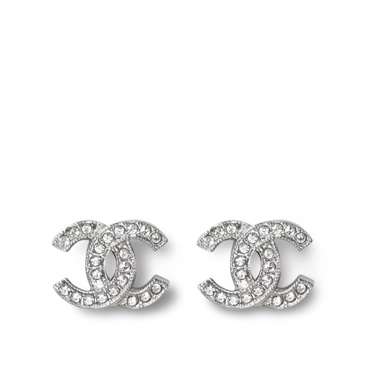 Chanel Crystal Logo Earrings  - SHW
