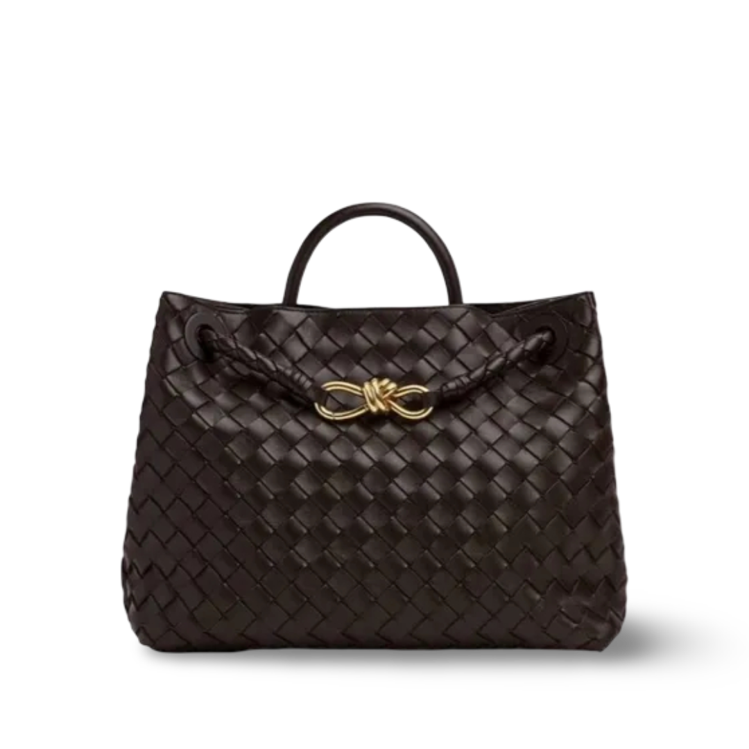 Bottega Veneta Nappa Intrecciato Medium Andiamo Shoulder Bag- GHW / Dark Brown