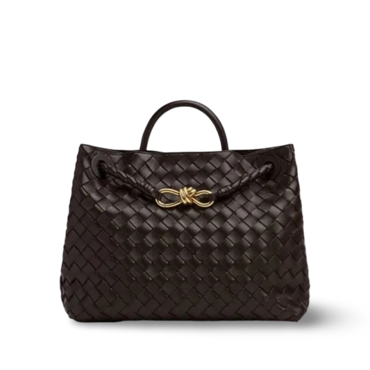 Bottega Veneta Nappa Intrecciato Medium Andiamo Shoulder Bag- GHW / Dark Brown
