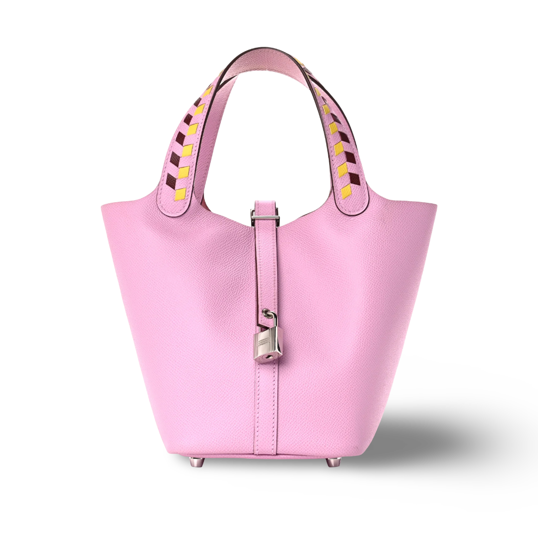 Hermes Epsom Tressage De Cuir Picotin Lock 18 PM - PHW/ Pink