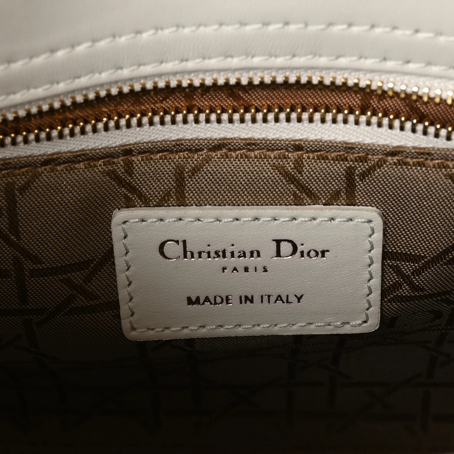 Dior Cannage Calfskin Small Lady With ABC Charms Bag - GHW/ White