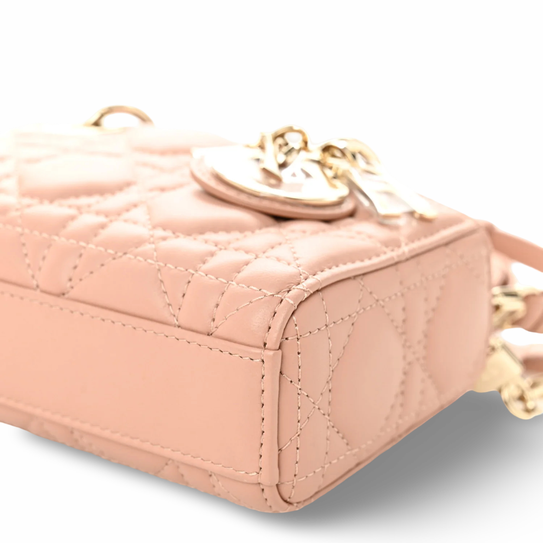 Dior Cannage Lambskin Mini D Joy Bag - GHW/Rose Des Vents