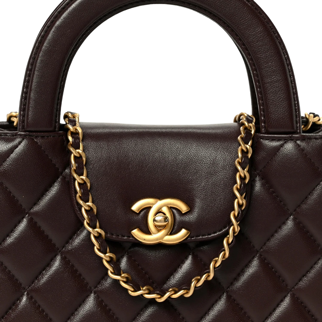 Chanel Quilted Shinny Lambskin Small Kelly Bag - GHW / Dark Brown