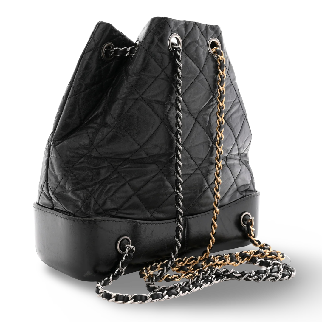 Chanel  Quilted Aged Calfskin Small Gabrielle Backpack - Muti-HW/ Black