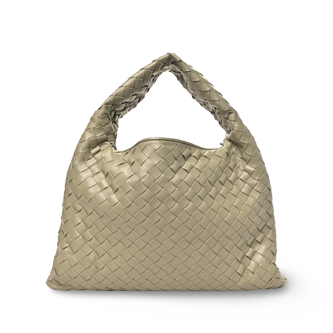 Bottega Veneta Calfskin Intrecciato Small Hop Travertine - Ash Green