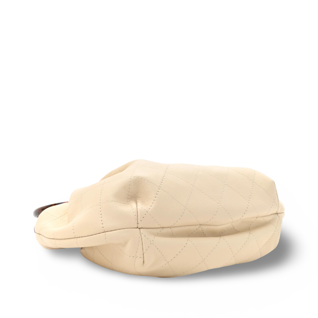 Chanel Quilted Lambskin Piexiglass Tortoise Shell Pouch Bag - Light Beige
