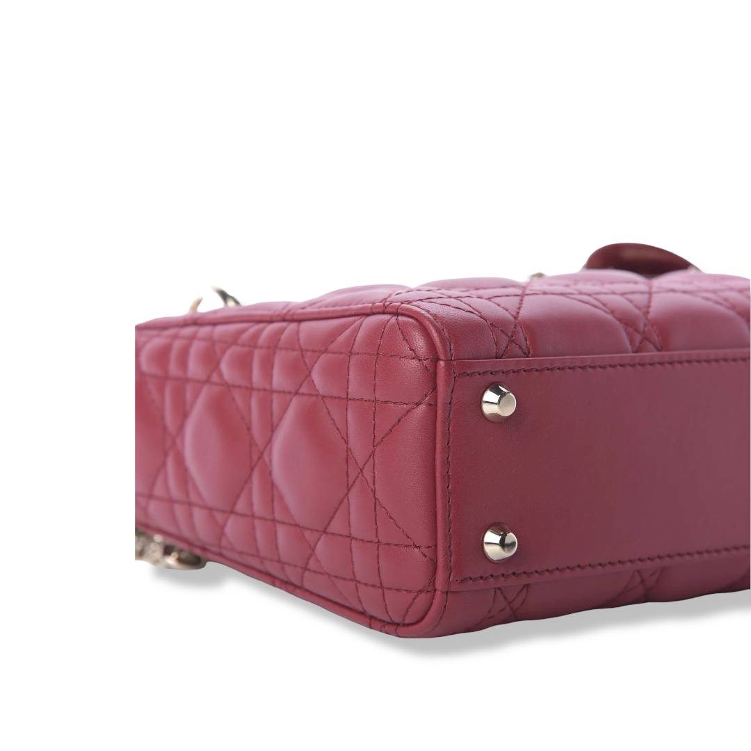 Dior Cannage Lambskin Mini Lady Bag- GHW / Red