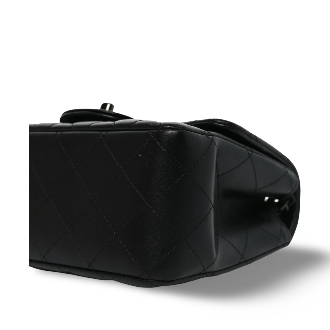 Chanel Quilted Lambskin So Black Mini Square Single Flap - BHW / Black