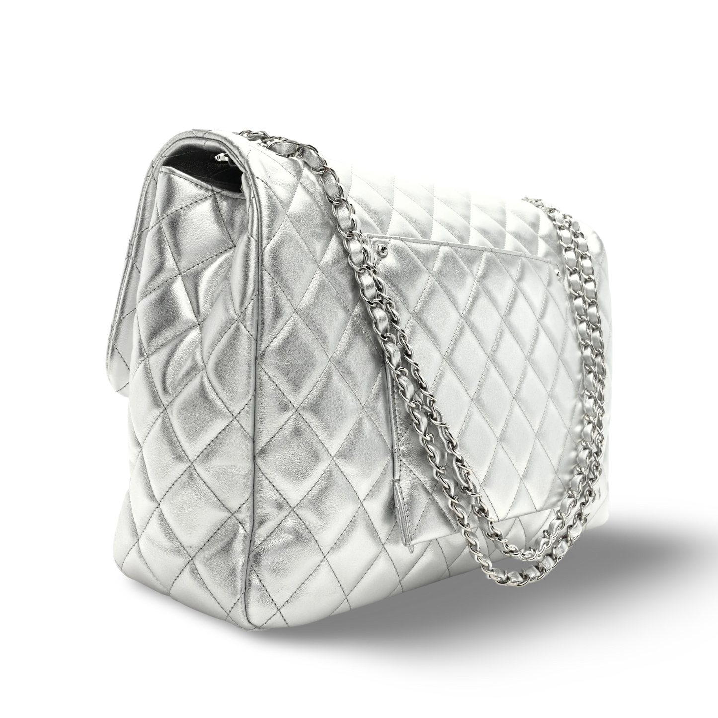 Chanel Quilted Lambskin XXL Airport Single Flap - SHW / Metallic