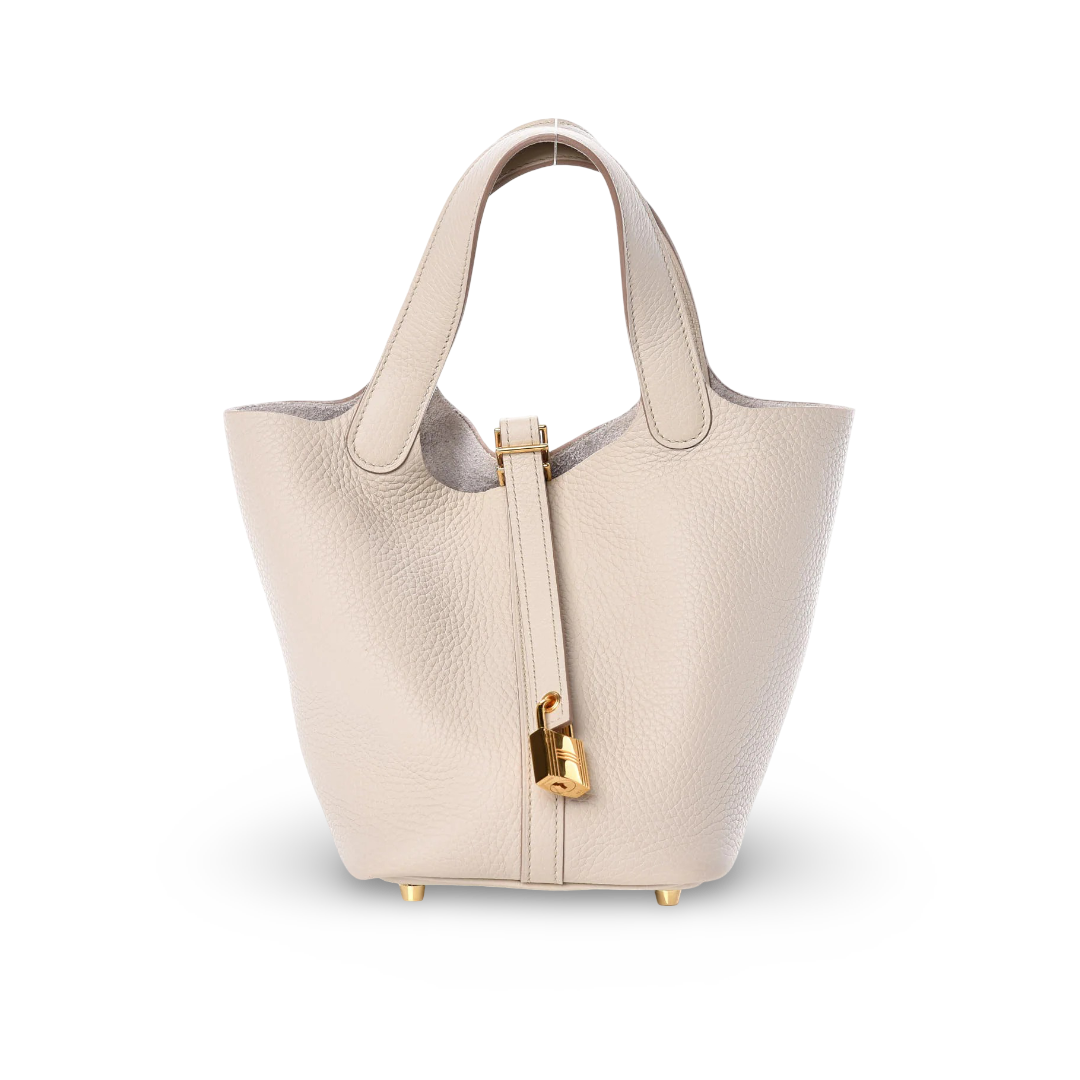 Hermes Togo Picotin 18 - GHW / Craie