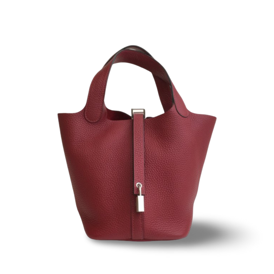 Hermes Taurillon Clemence Picotin Lock 18 PM - PHW / Rouge