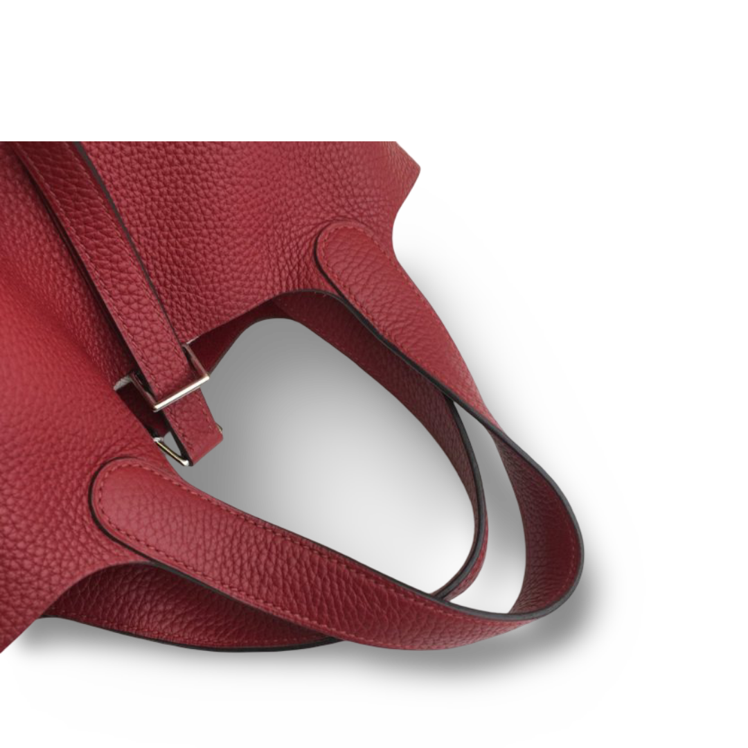 Hermes Taurillon Clemence Picotin Lock 18 PM - PHW / Rouge