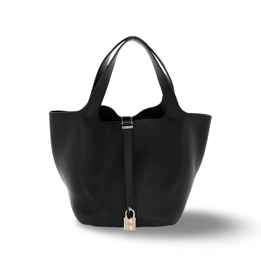 Hermès Taurillon Clemence Picotin Lock 22 MM - SHW /Black