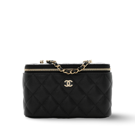 Chanel Quilted Caviar Small Vanity Case - GHW/ Black