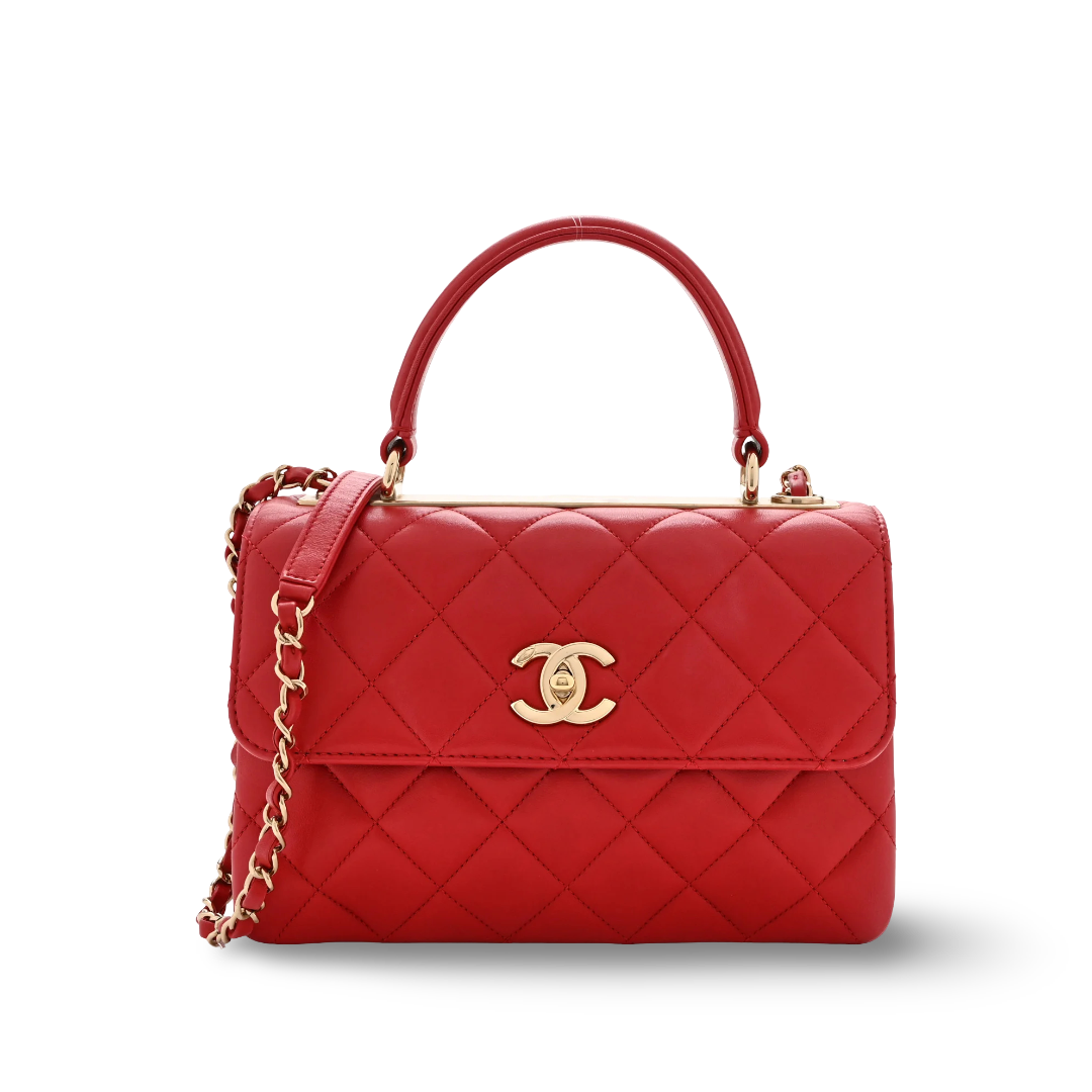 Chanel Quilted Lambskin Small Trendy Bag - GHW / Red