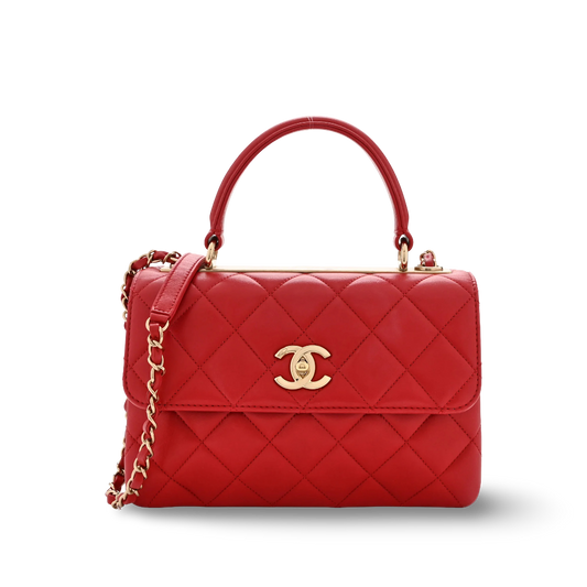 Chanel Quilted Lambskin Small Trendy Bag - GHW / Red