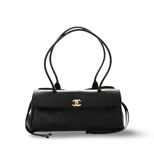 Chanel Quitled Caviar 26S Shoulder Tote - GHW/ Black
