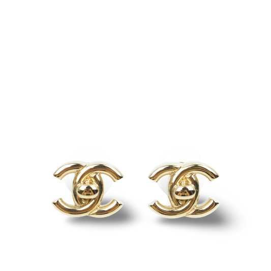 Chanel 21S CC Logo Turnlock Earrings - Sliver