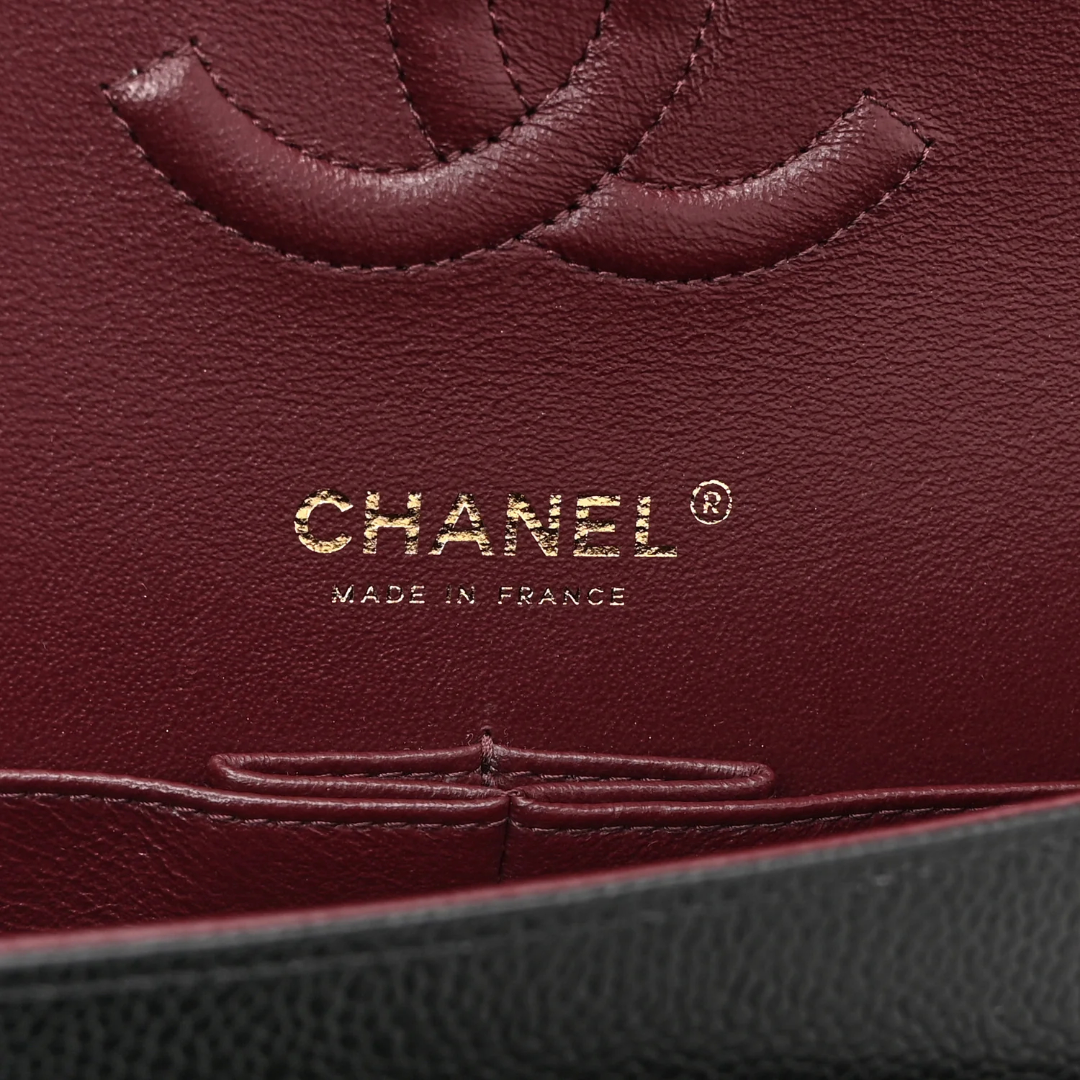 Chanel Quilted Caviar Medium Double Flap - GHW/ Black