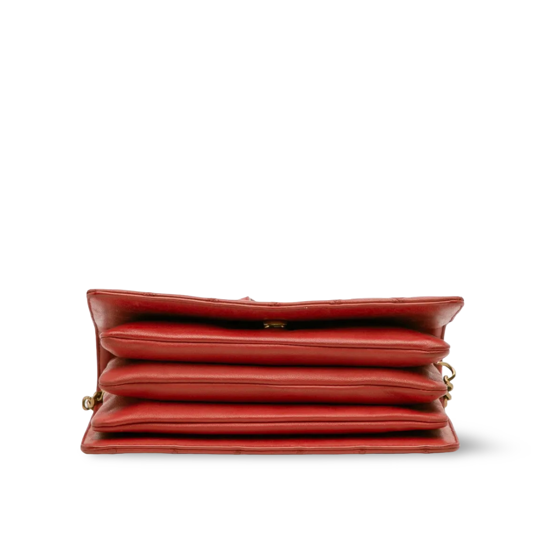 Saint Laurent Quilted Leather Angie Crossbody Bag - GHW/ Red