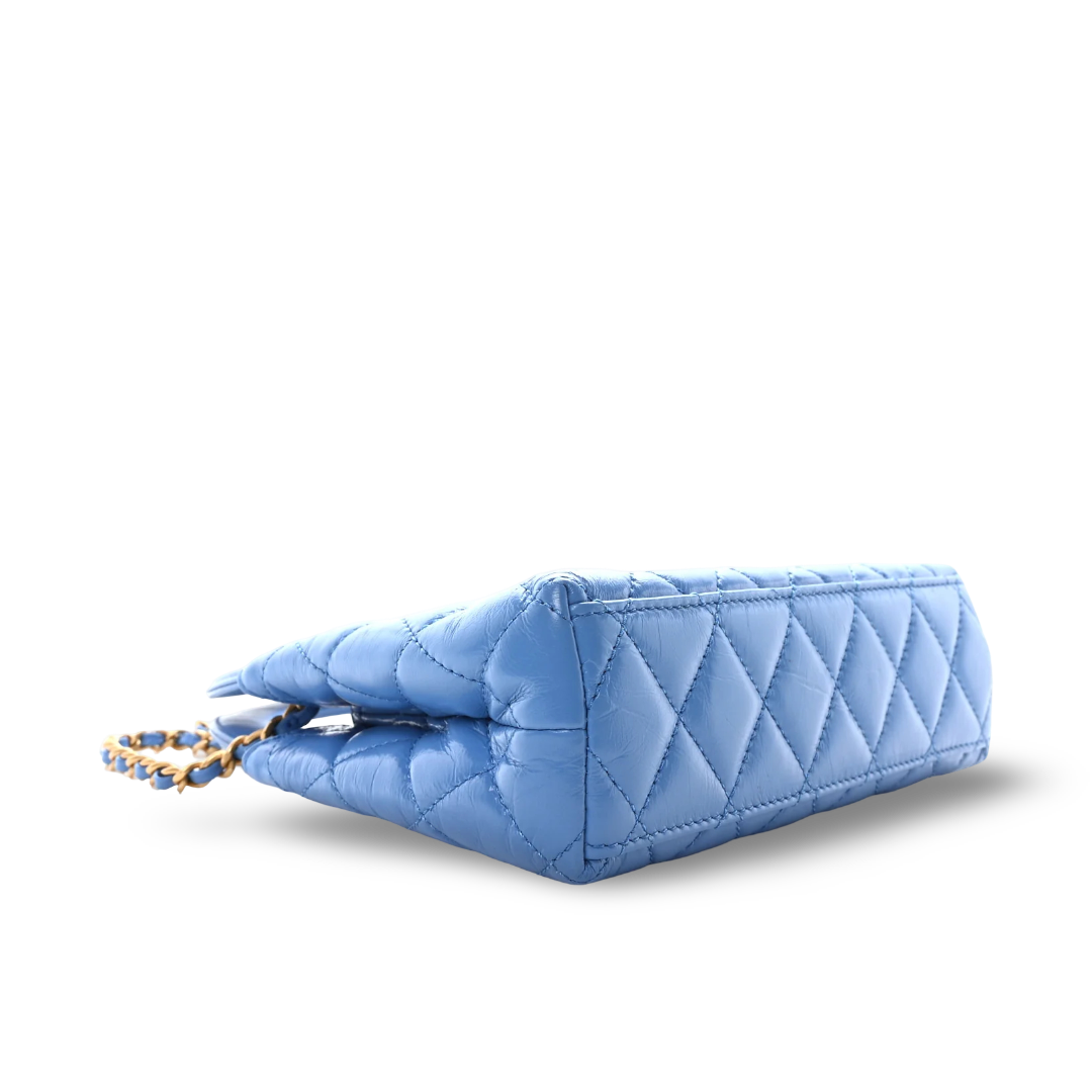 Chanel Shiny Lambskin Small Kelly Bag - GHW / Ash Blue