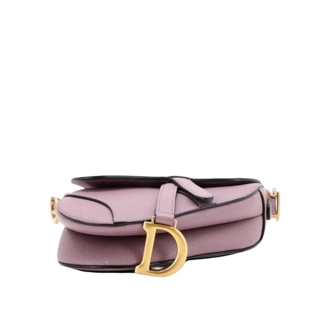 Dior Grained Calfskin Saddle Bag With Strap - GHW/ Peony Pink