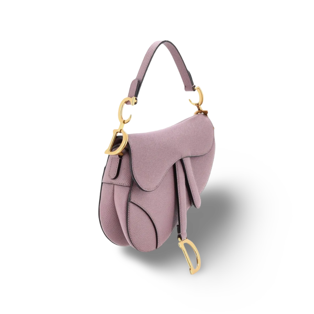 Dior Grained Calfskin Saddle Bag With Strap - GHW/ Peony Pink