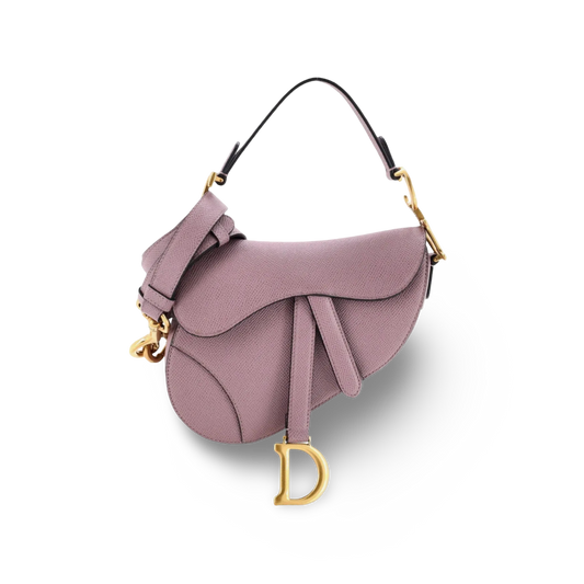 Dior Grained Calfskin Saddle Bag With Strap - GHW/ Peony Pink