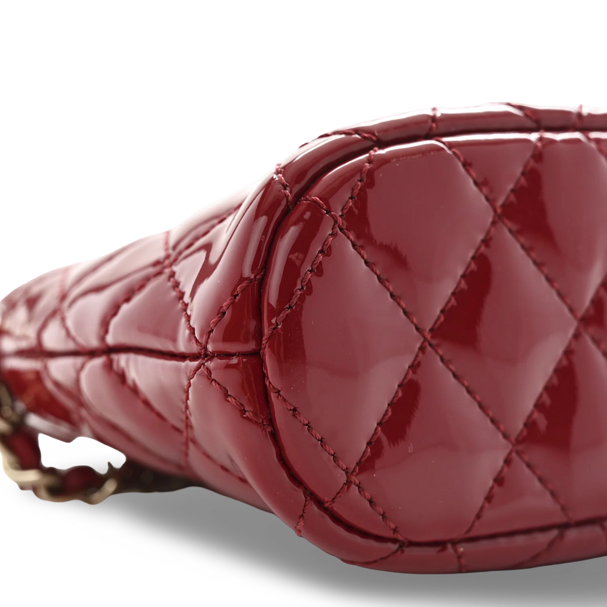 Chanel Quilted Patent Shiny Coco Clutch With Chain- GHW/ Red