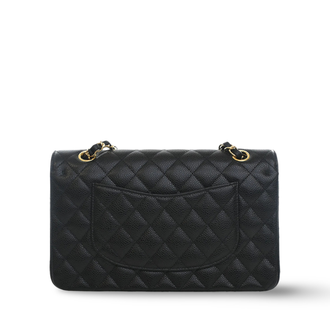 Chanel Quilted Caviar Medium Double Flap - GHW/ Black