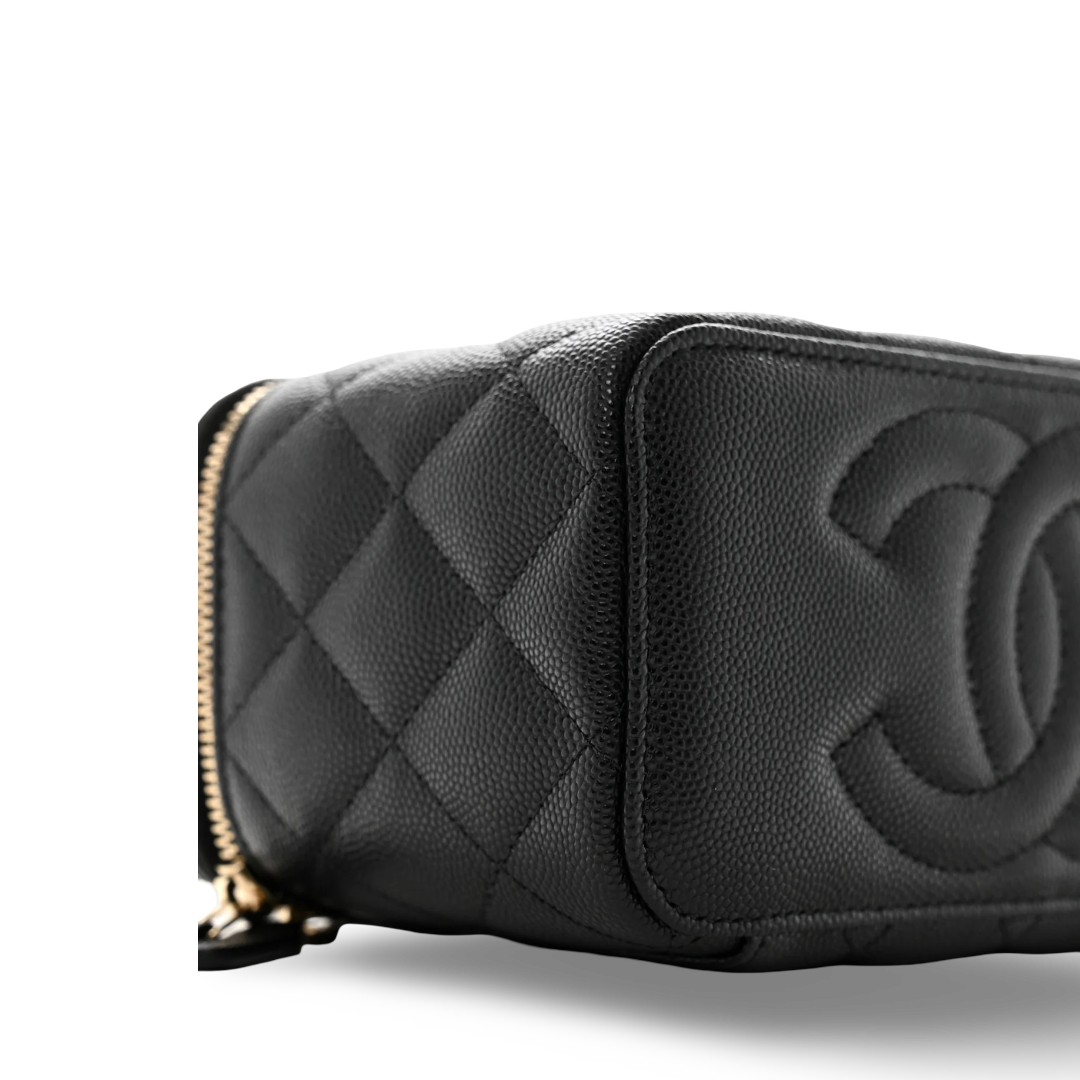 Chanel Quilted Caviar Small Vanity Case - GHW/ Black