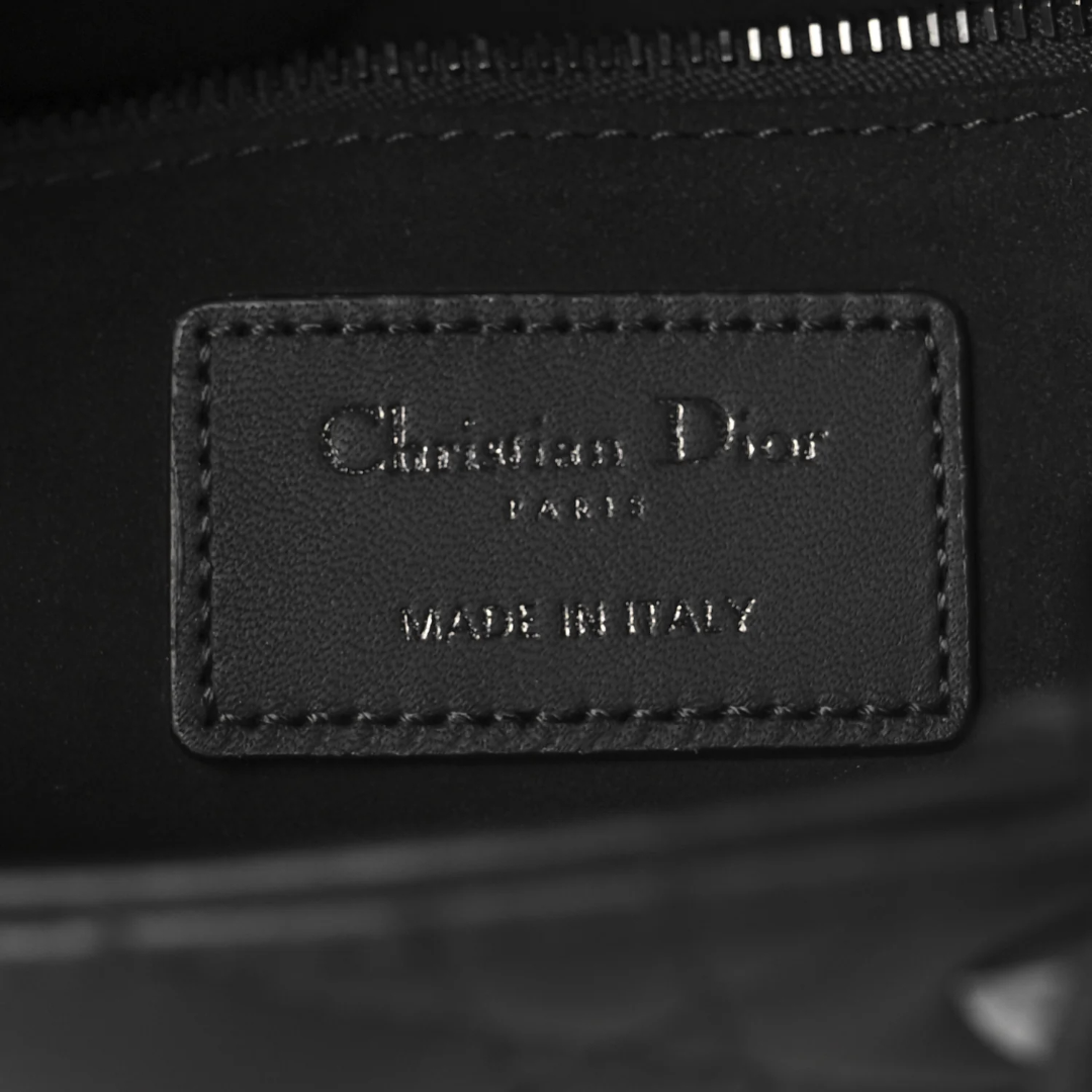 Dior Cannage Calfskin Small Lady With ABC Charms Bag - BHW/ Black