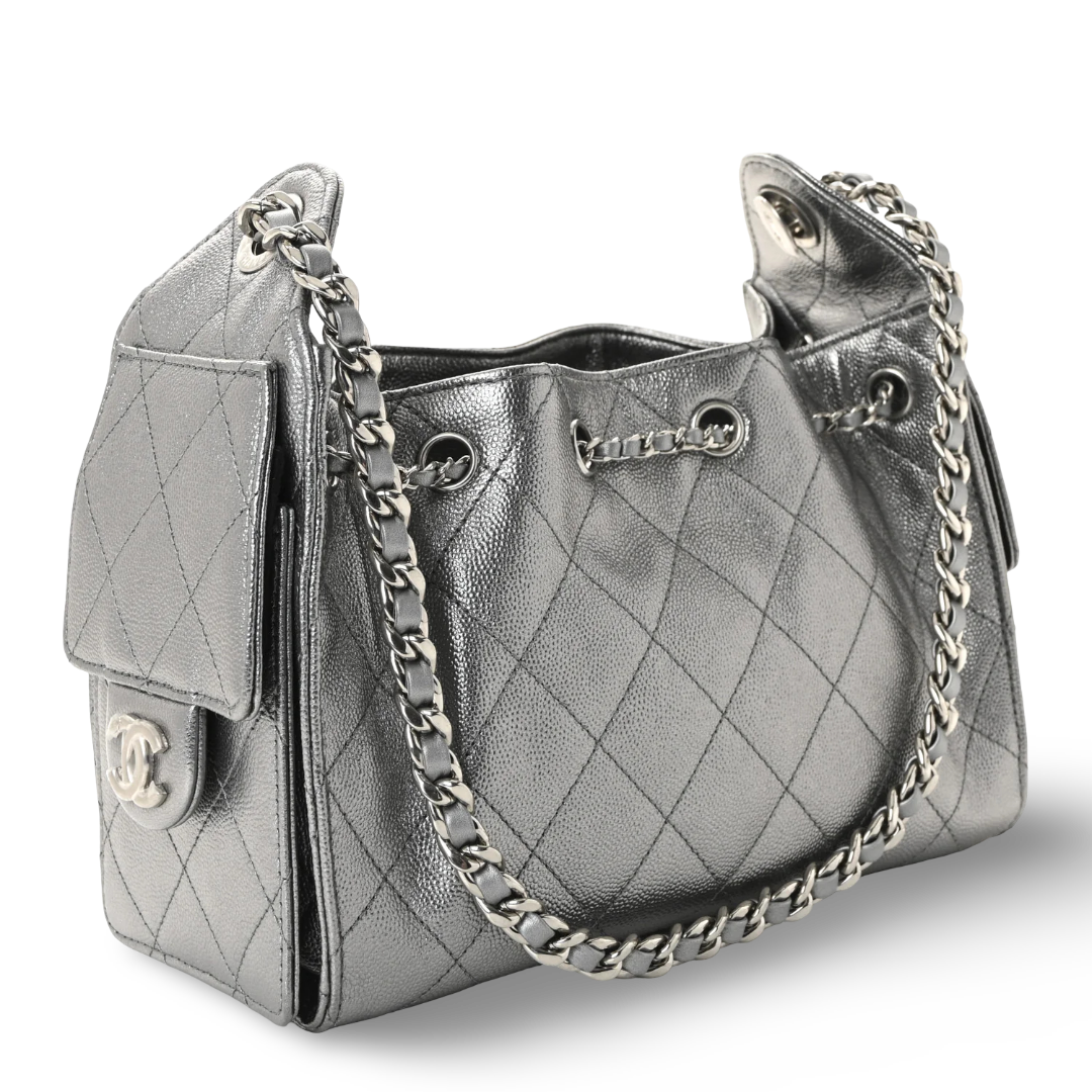 Chanel Quilted Calfskin Small Metallic 25Bag - SHW/ Anthracite