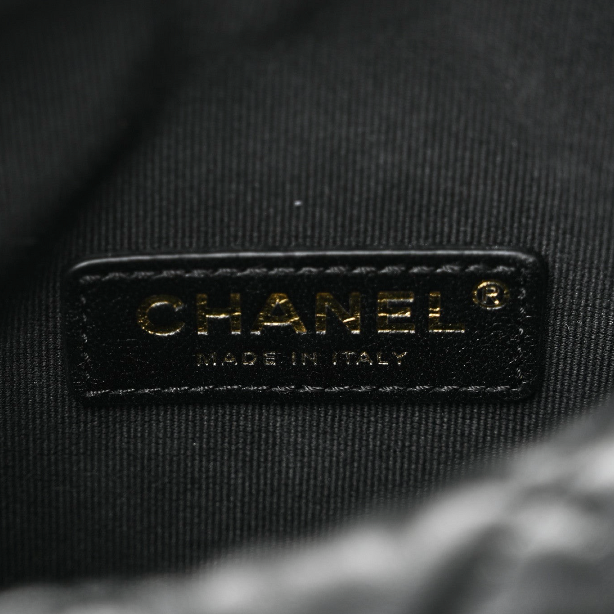 Chanel Quilted Shiny Lambskin Quilted Small Preppy Pocket Camera Case -SHW/ Black