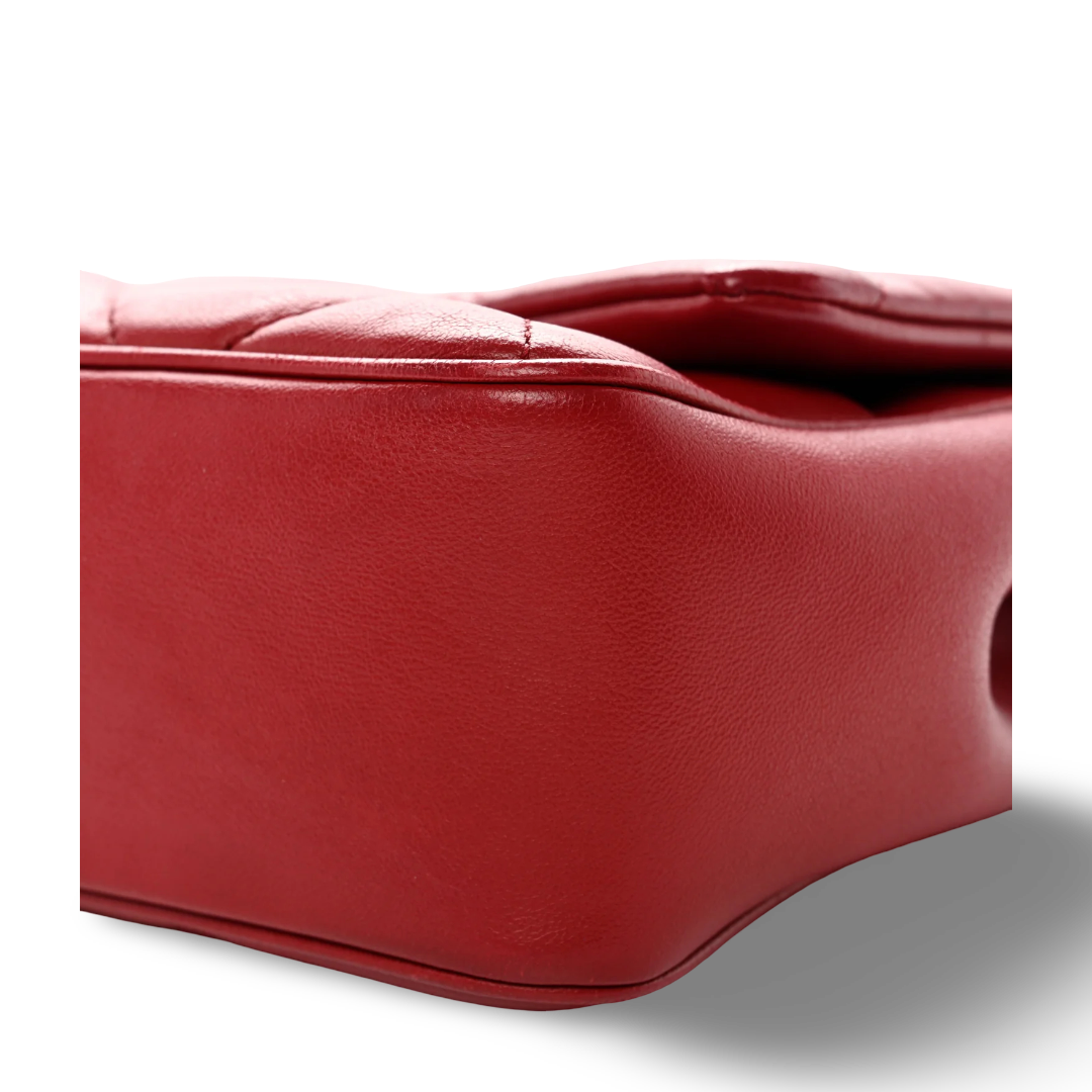 Chanel Quilted Lambskin Easy Carry Single Flap - GHW / Red