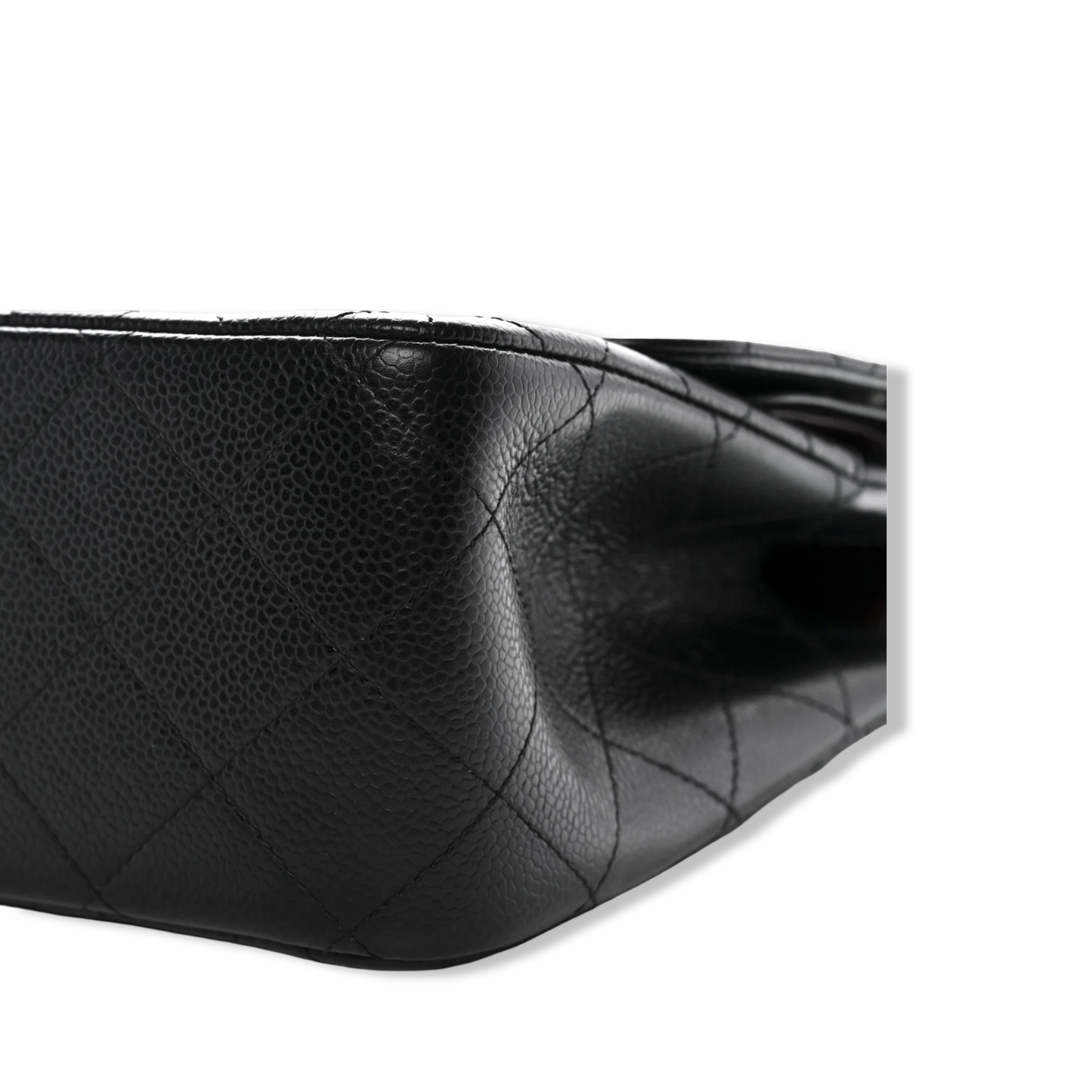 Chanel Quilted Caviar Jumbo Double Flap - SHW / Black