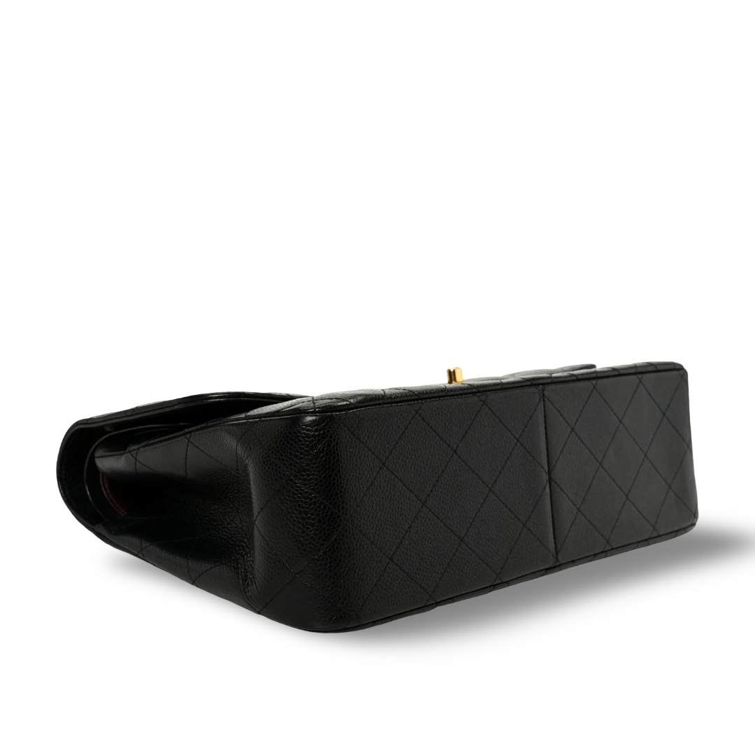 Chanel Quilted Caviar Jumbo Double Flap - GHW / Black