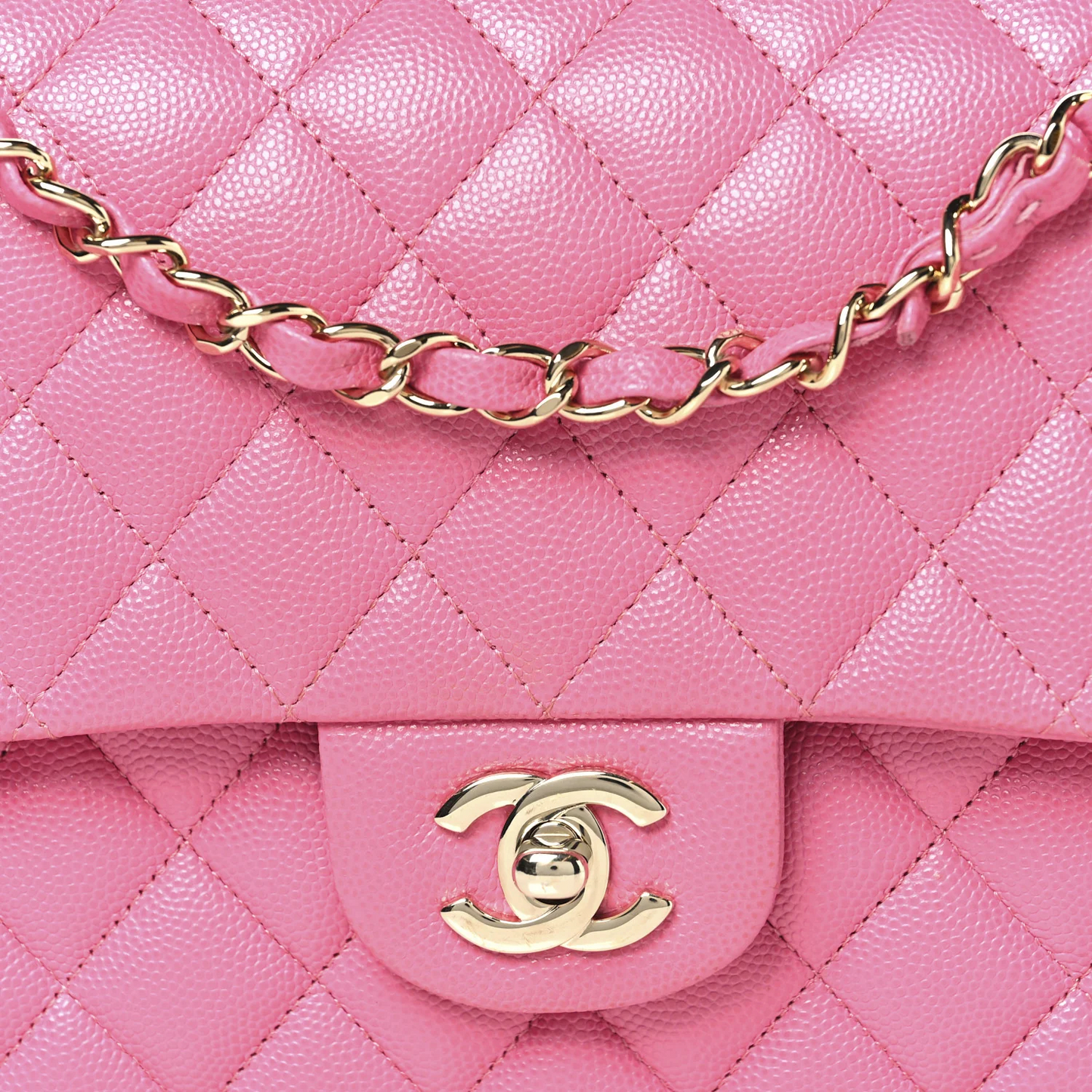 Chanel Quilted Caviar Medium Double Flap - GHW / Pink