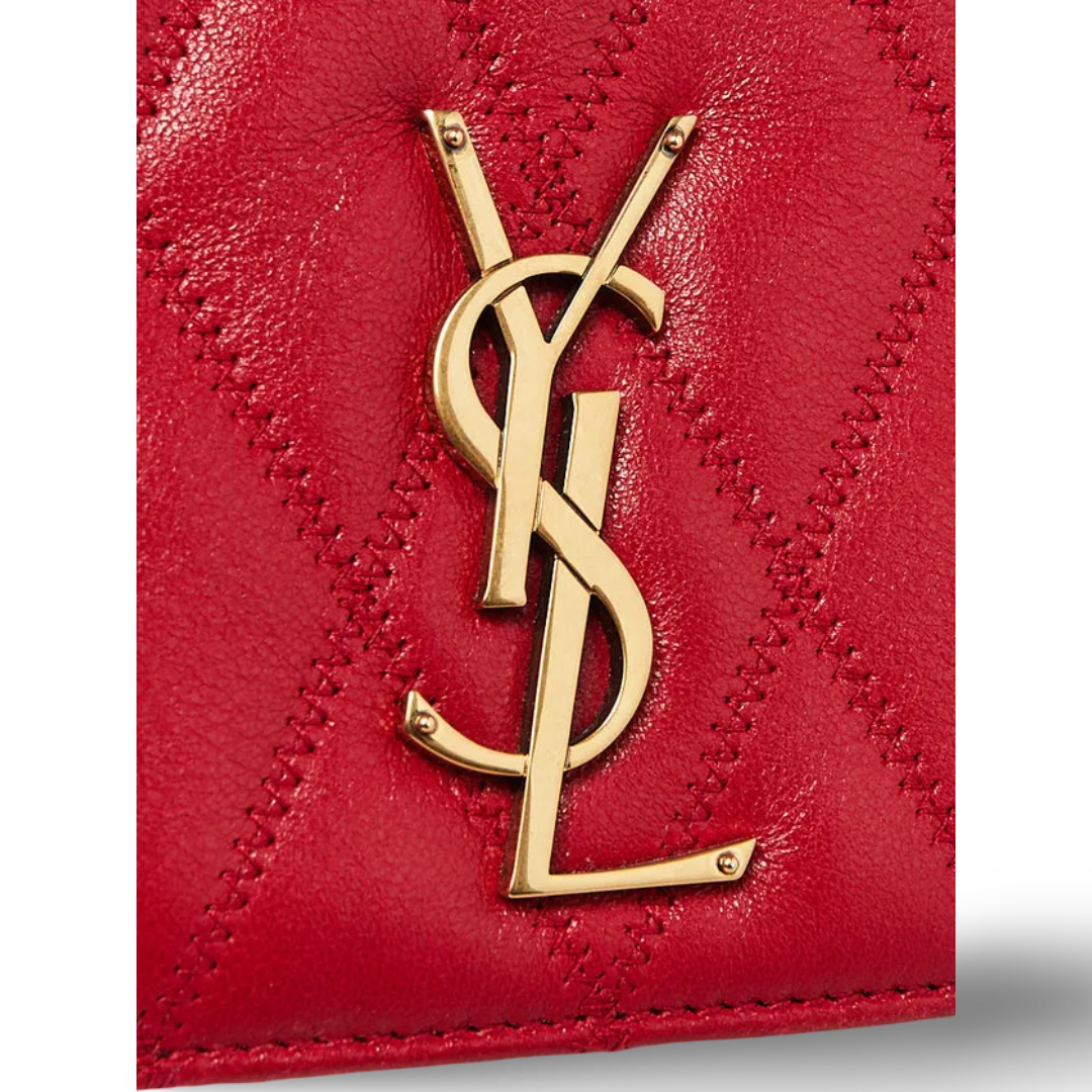 Saint Laurent Quilted Leather Angie Crossbody Bag - GHW/ Red
