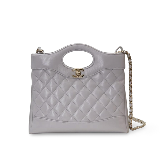 Chanel Quilted ShinyCalfskin Mini 31 Shopping Bag - GHW / Light Gray (Deposit 30%)