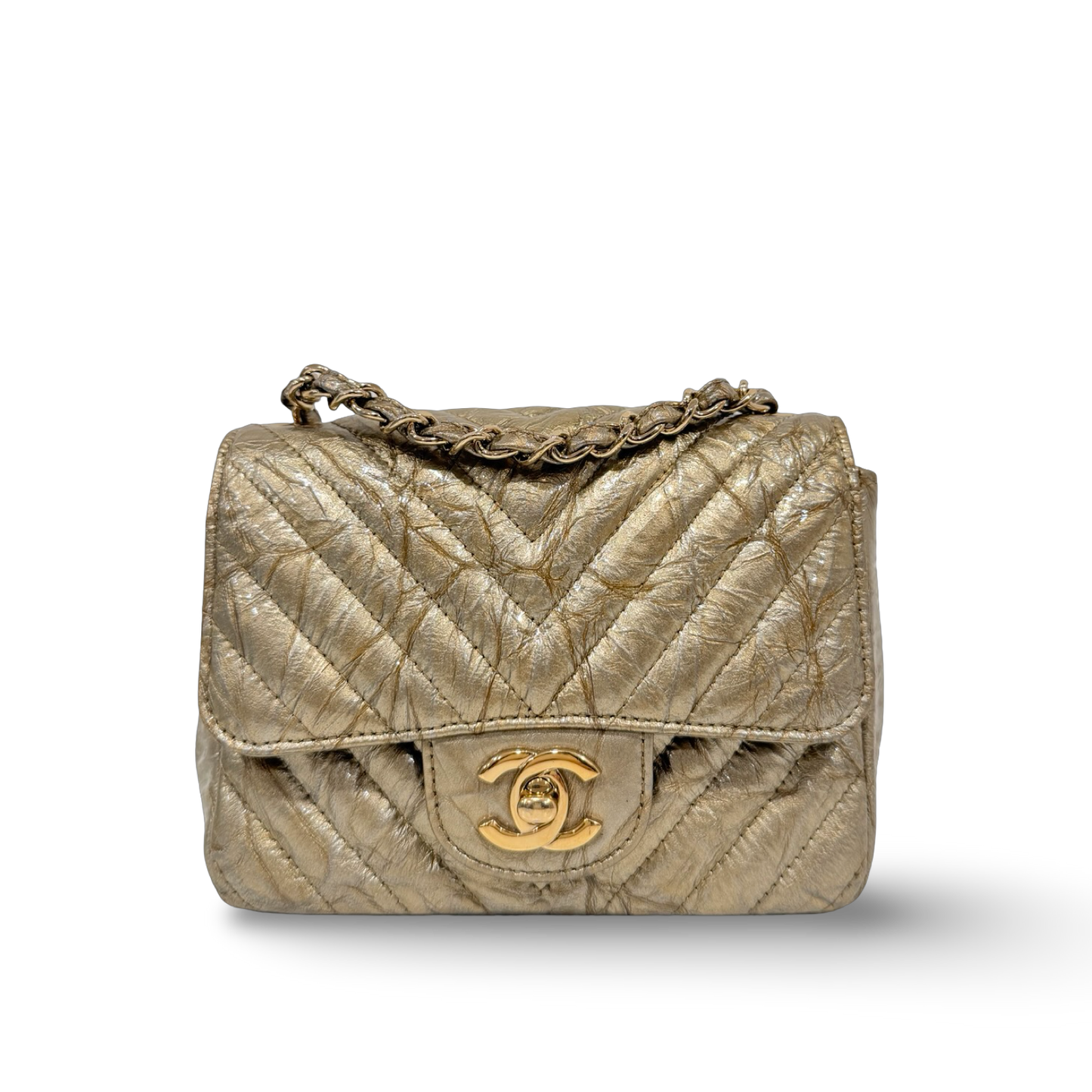 Chanel Quilted Patent Mini Square Single Flap - GHW / Gold