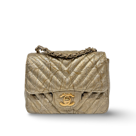 Chanel Quilted Patent Mini Square Single Flap - GHW / Gold